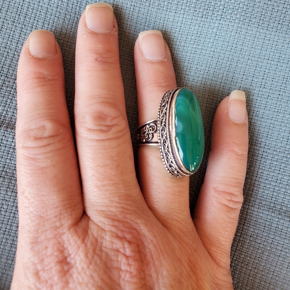 New Oversized Botswana Agate 925 Silver Ring. - Picture 9 of 11